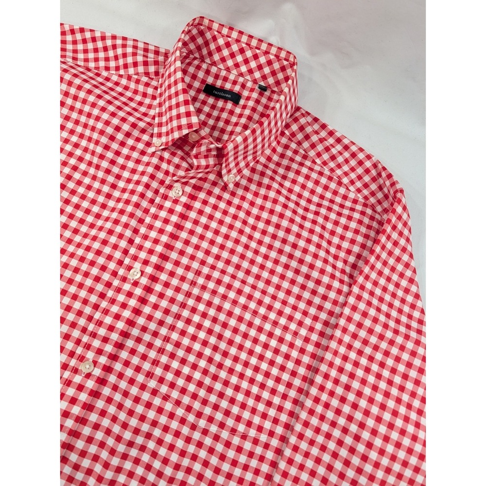 New No Tags Turtleson Button Front Performance Golf Performance LS Gingham Large